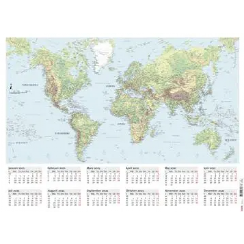 Almanacka Burde Väggblad Med Världskarta 2024