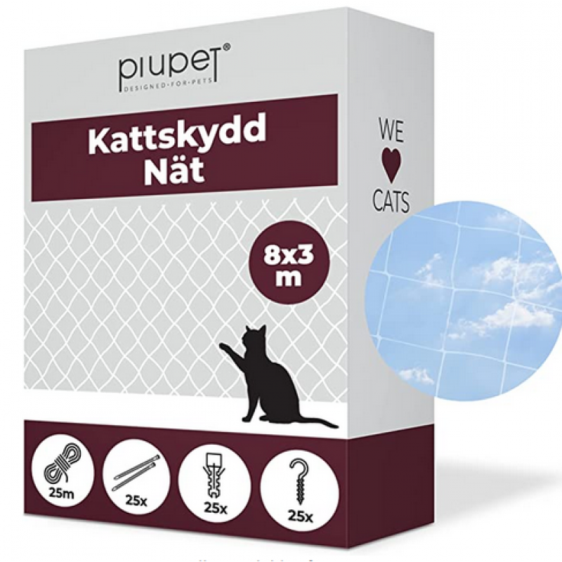 PiuPet® Katnät transparent – balkongnät 