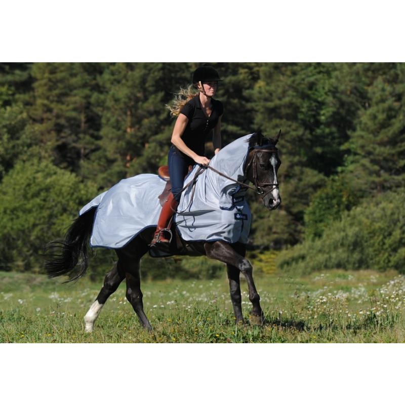 Bucas Buzz-Off Flugridtäcke  - Silver/Blue