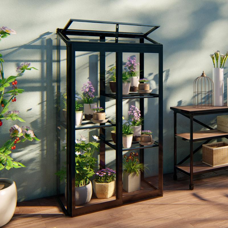 Högt miniväxthus med 4 mm säkerhetsglas