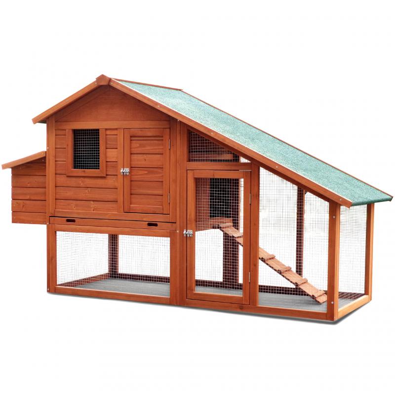 Stort hönshus med hönsgård 