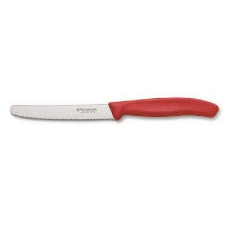 Victorinox Tomatkniv Rund Spets Vågtandad Rött Handtag 11 cm